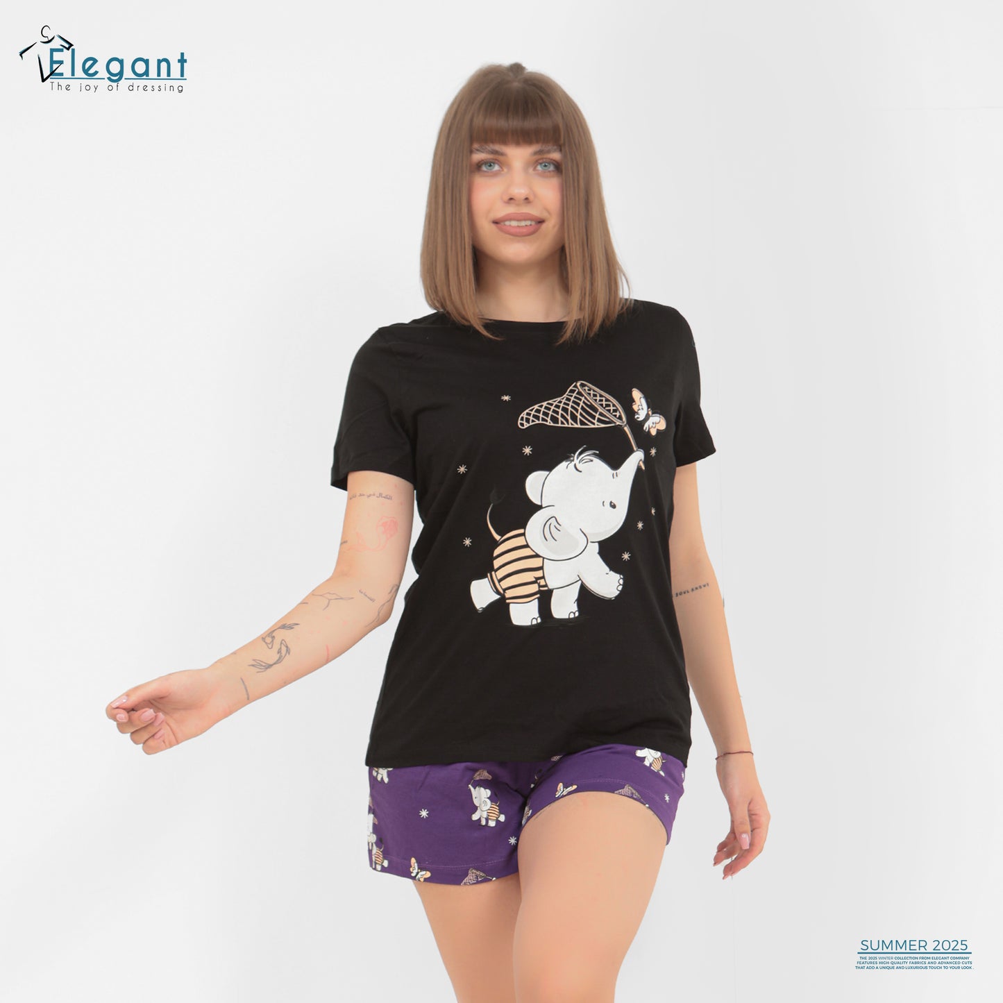PJ short Cotton Black - Baby Elephant