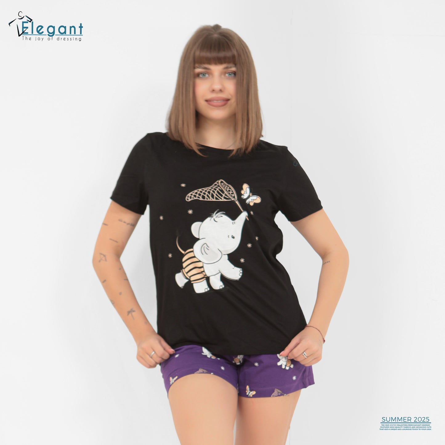 PJ short Cotton Black - Baby Elephant