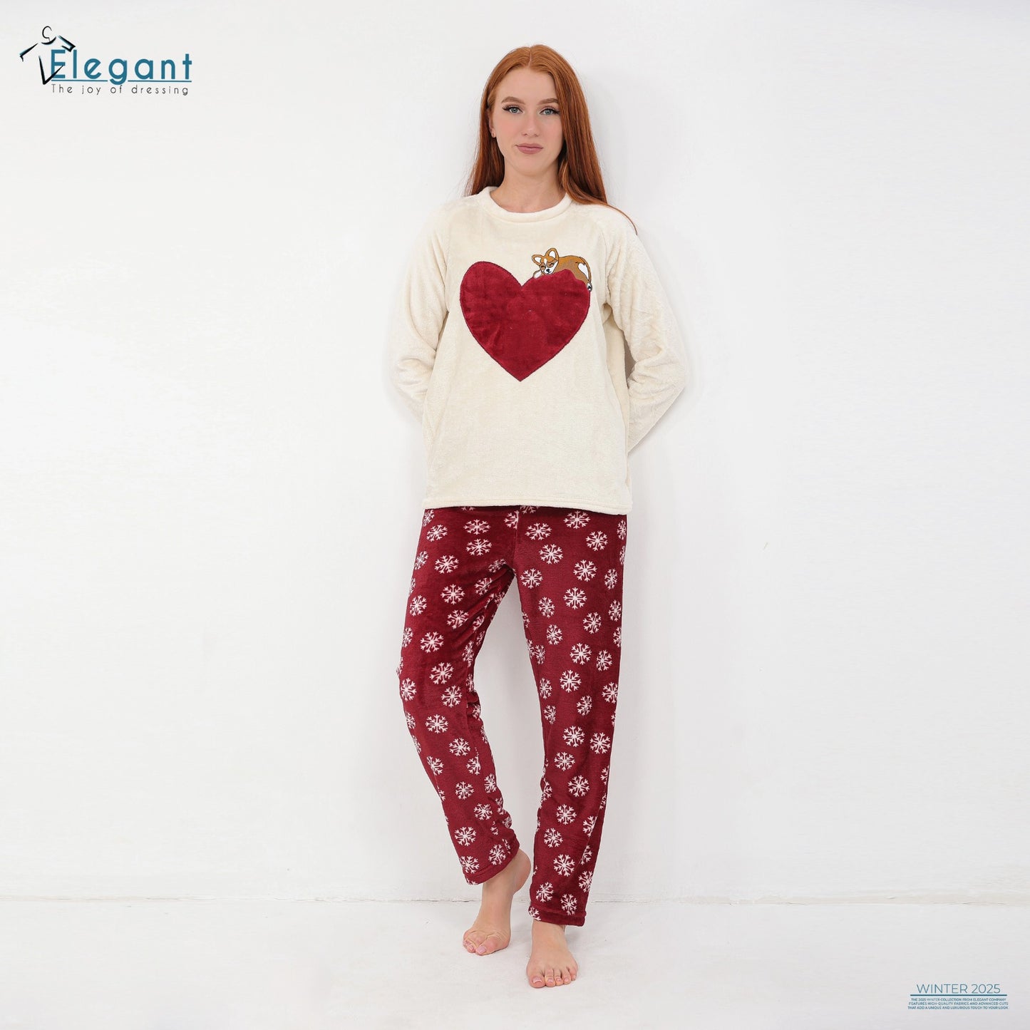 Polar PJ Ecru/Printed Maroon Pant - Fox Heart