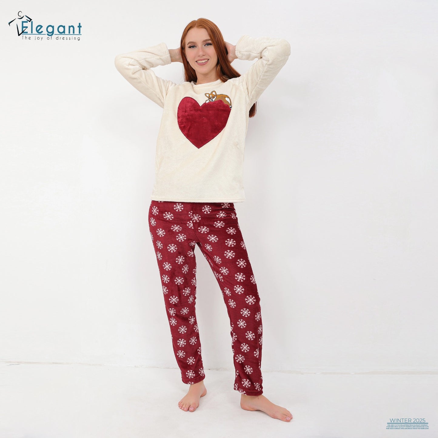 Polar PJ Ecru/Printed Maroon Pant - Fox Heart