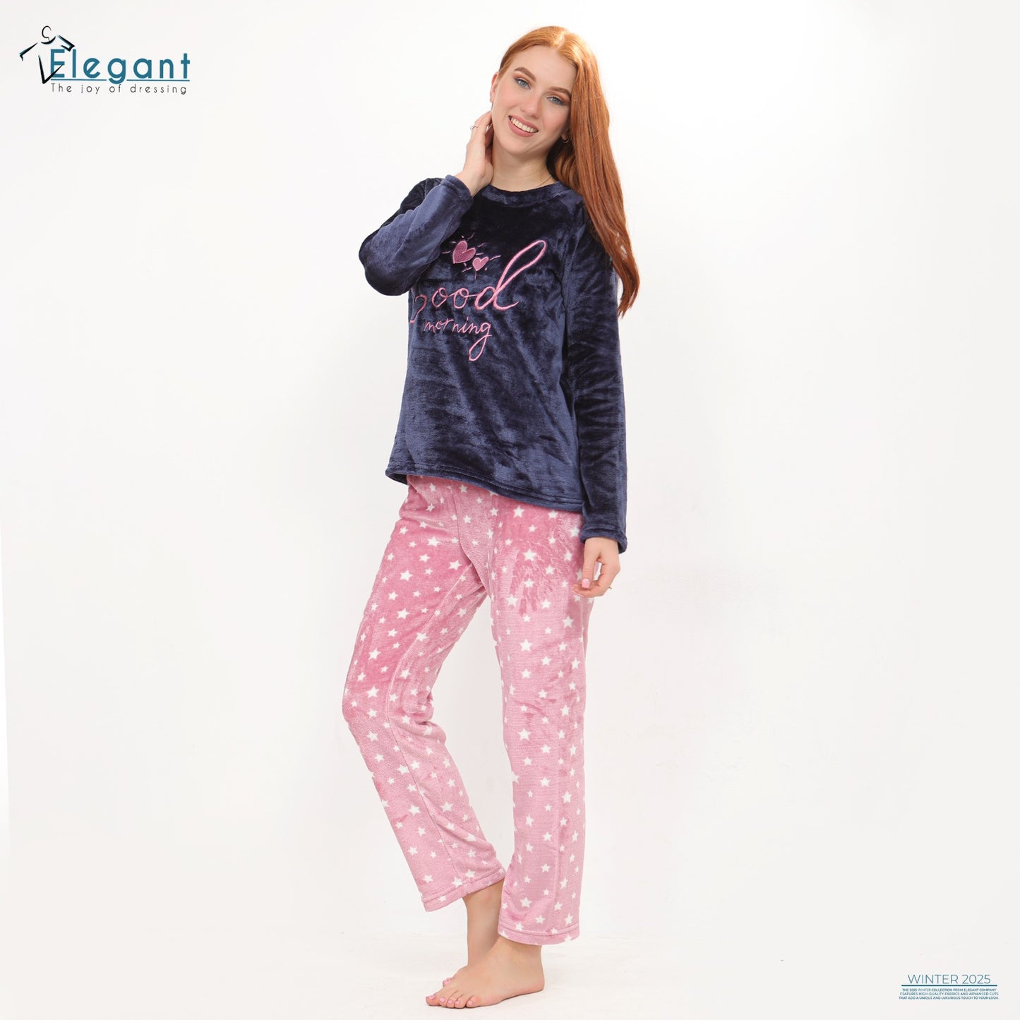 Polar PJ Navy / Rose printed pant - good morning