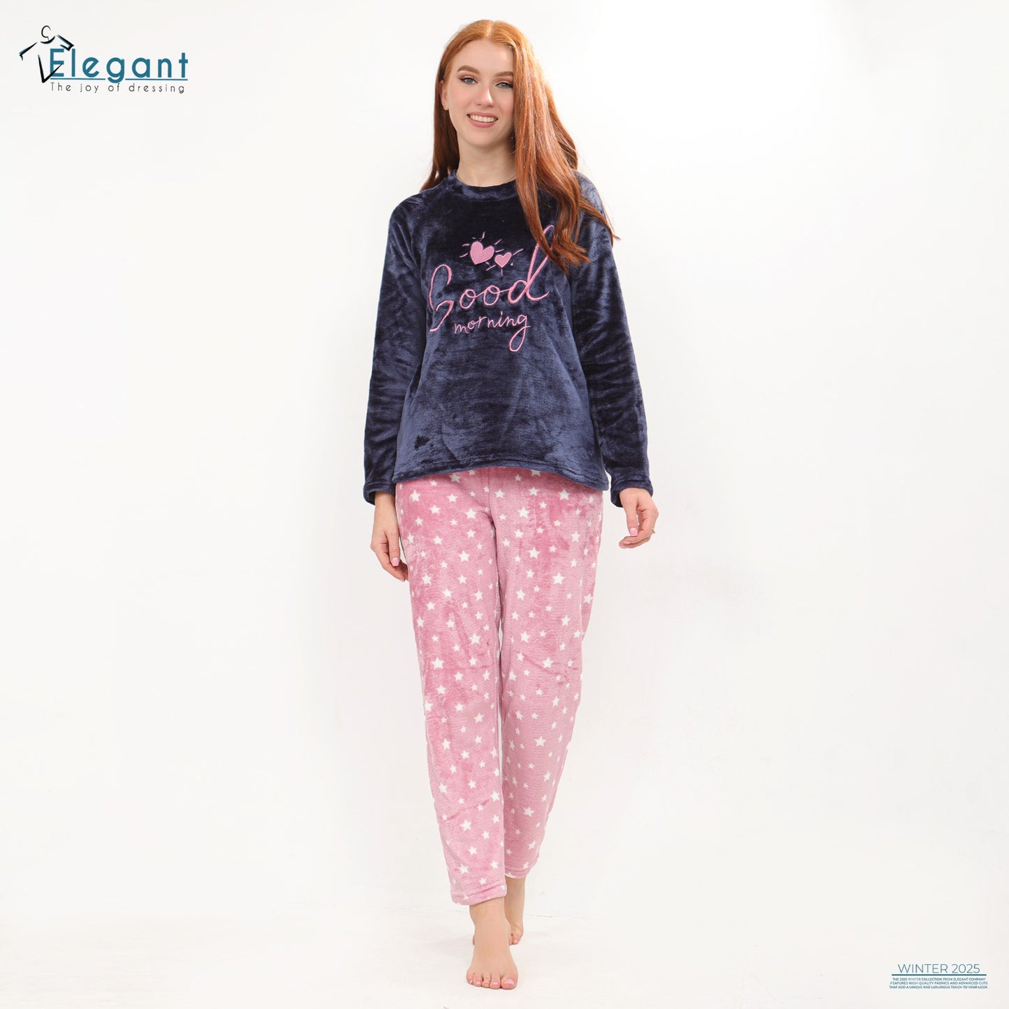 Polar PJ Navy / Rose printed pant - good morning