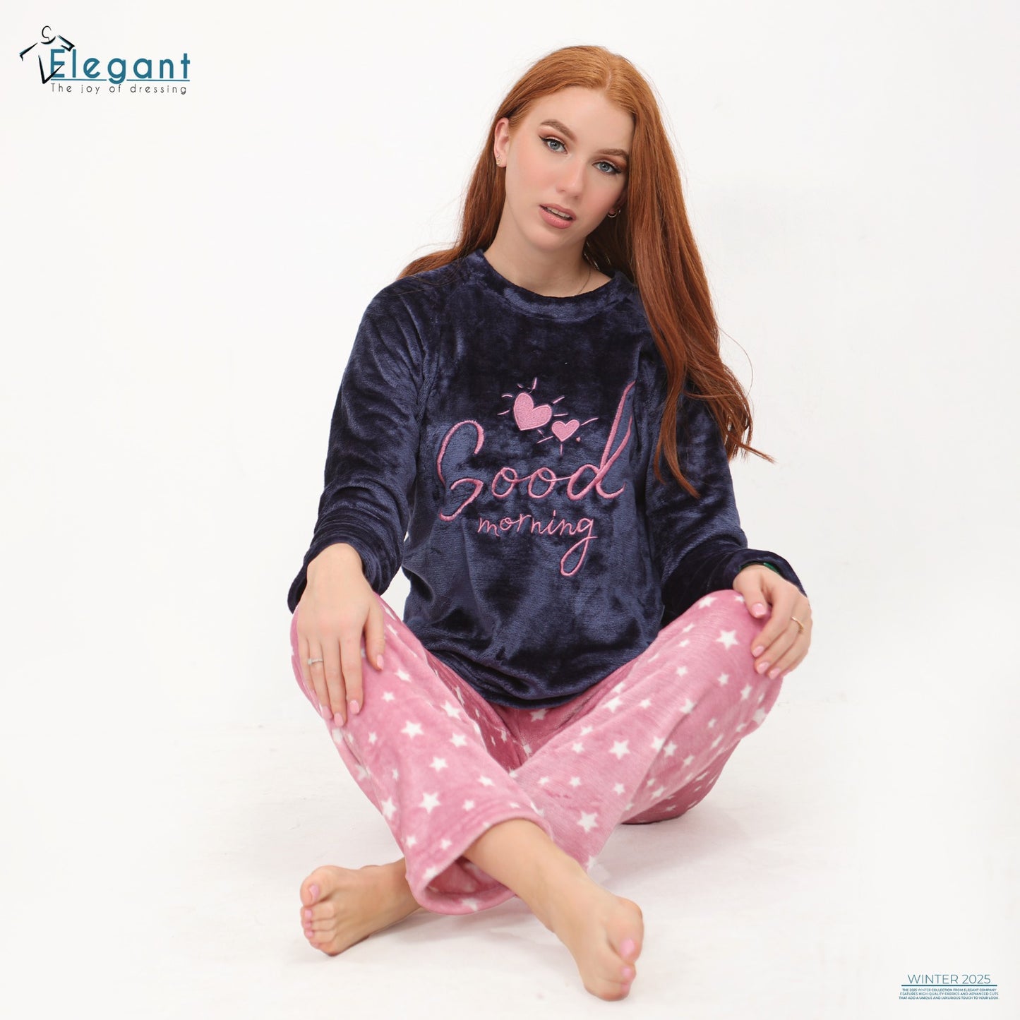 Polar PJ Navy / Rose printed pant - good morning