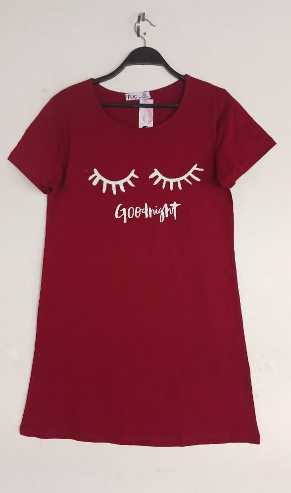 Nightshirt cotton Burgundy - good night lashes