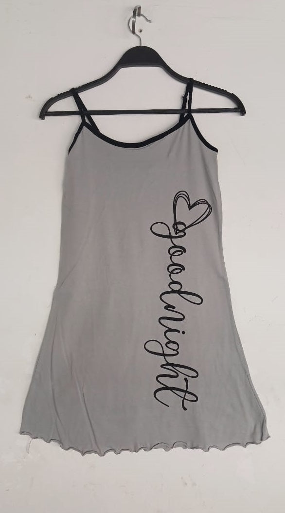 Straps Nightshirt Cotton Grey - good night