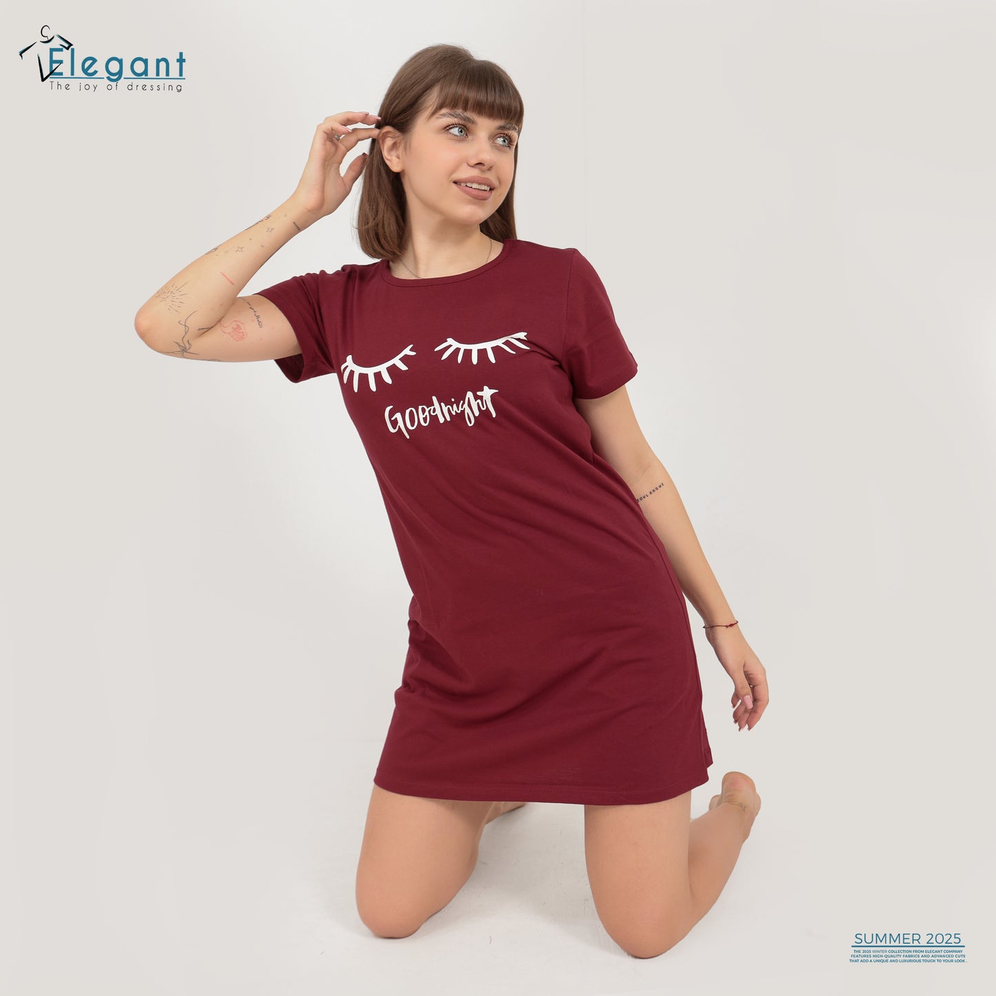 Nightshirt cotton Burgundy - good night lashes
