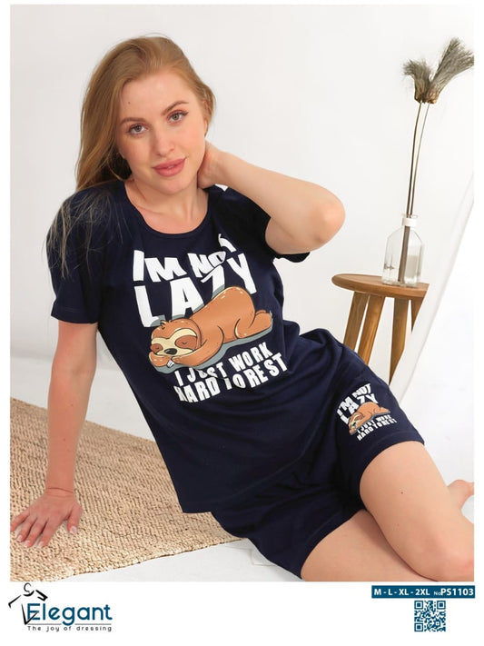 PJ short Cotton NAVY - i'm not lazy