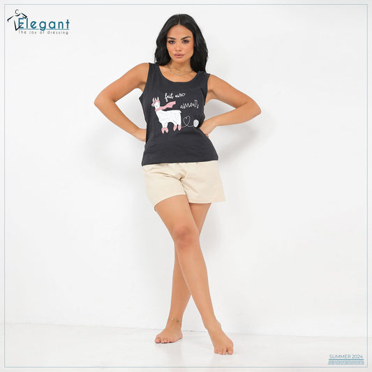 PJ short Cotton Black - Lama