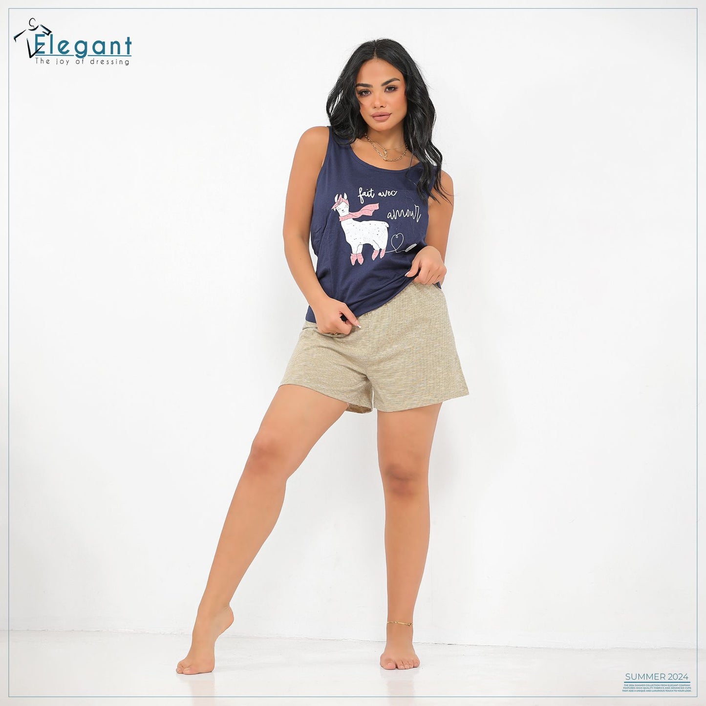 PJ short Cotton Navy - Lama