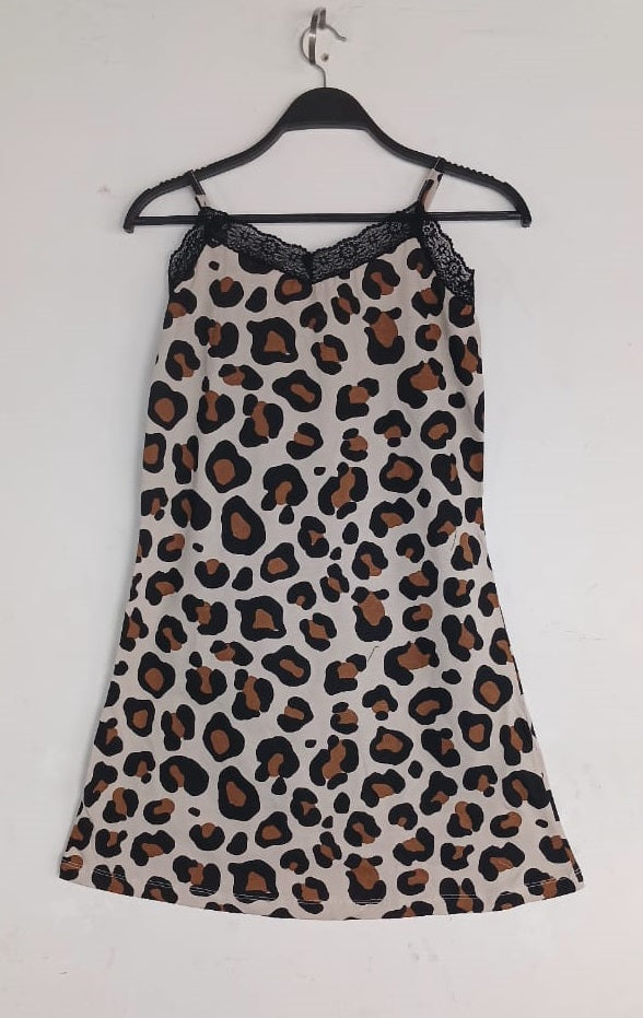 Straps Nightshirt Cotton Beige - Printed Leopard