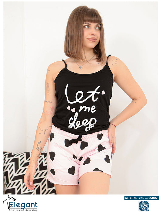 PJ short Cotton black - Let me sleep
