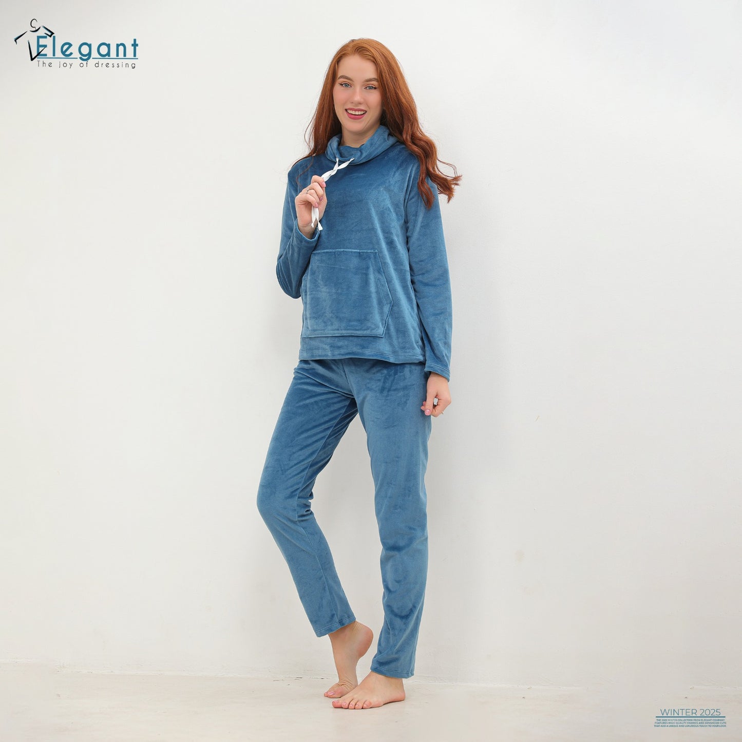 Velvet High neck PJ Light Blue