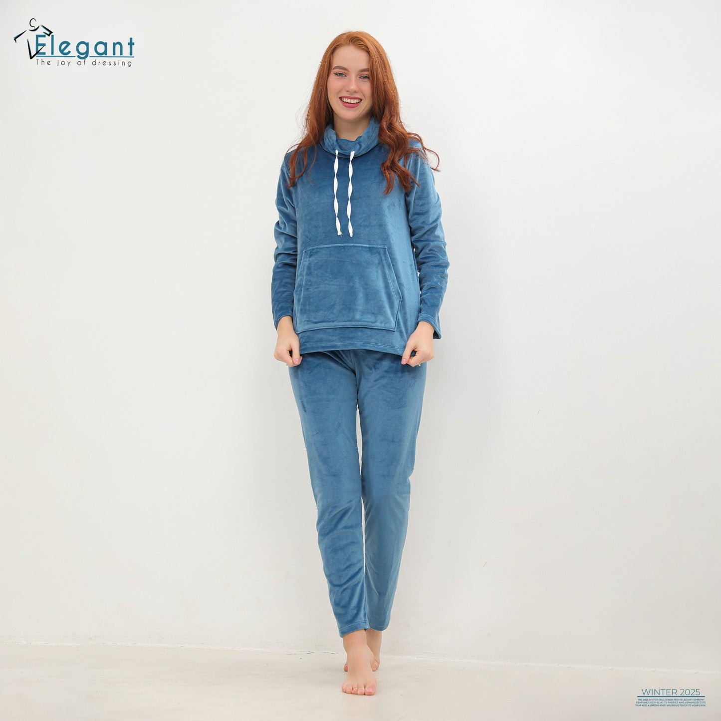 Velvet High neck PJ Light Blue