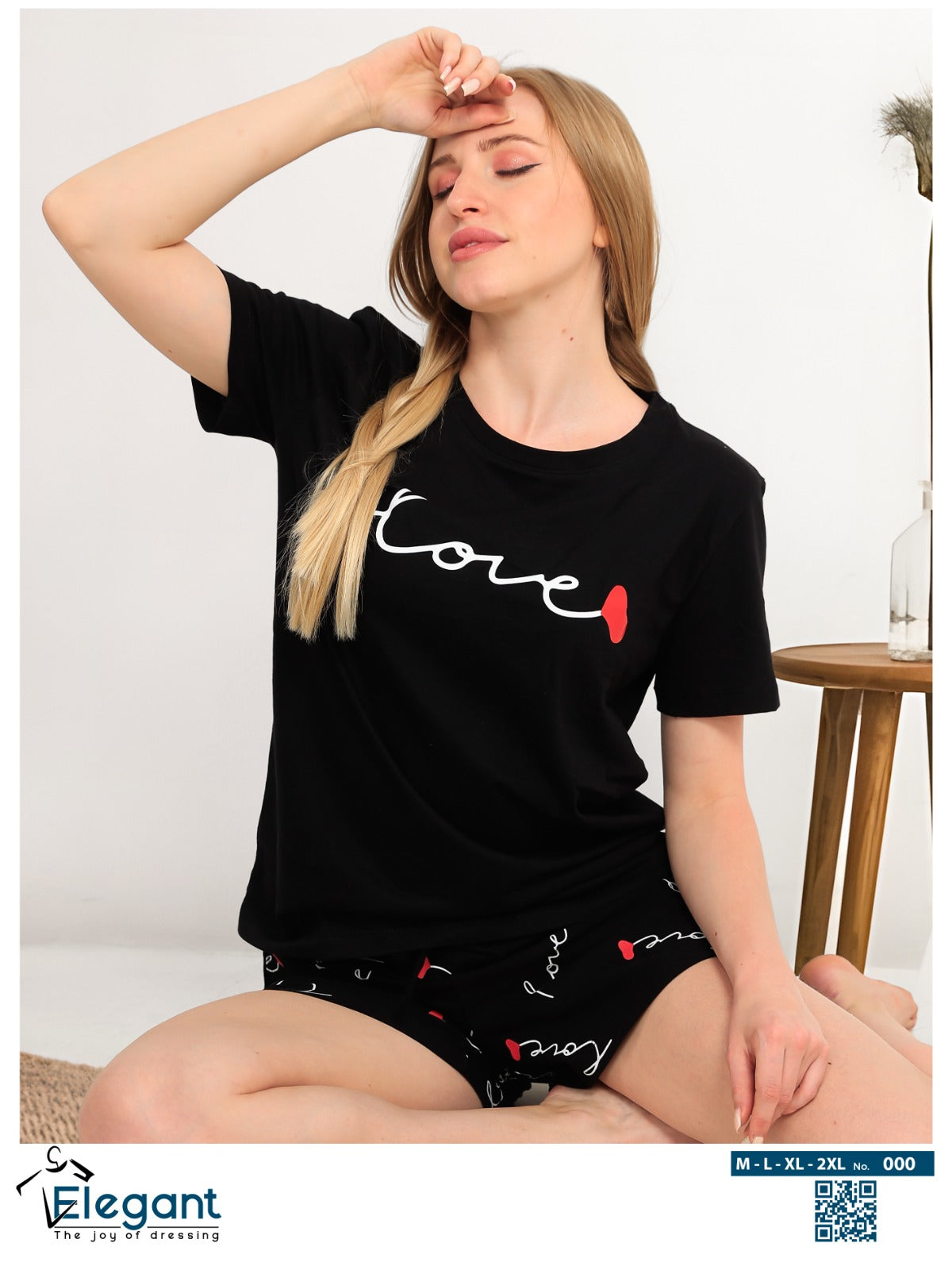 PJ short Cotton Black - Lovely