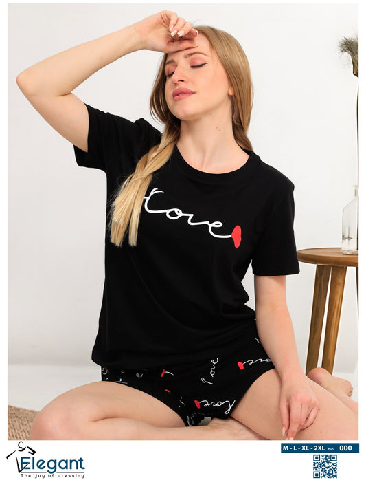 PJ short Cotton Black - Lovely