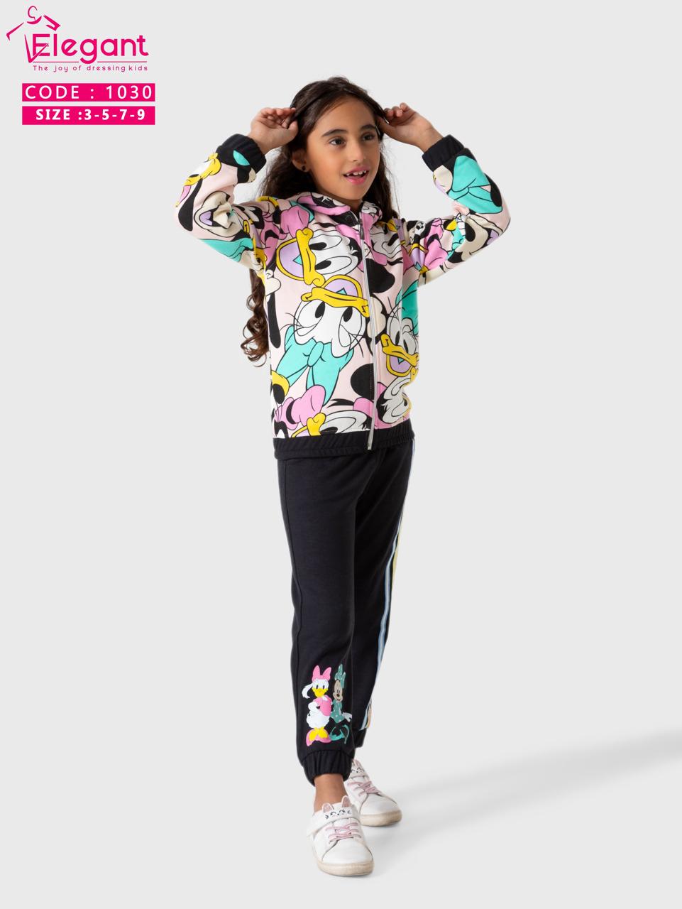 Kids girls Melton set - Hoodie cartoon Black