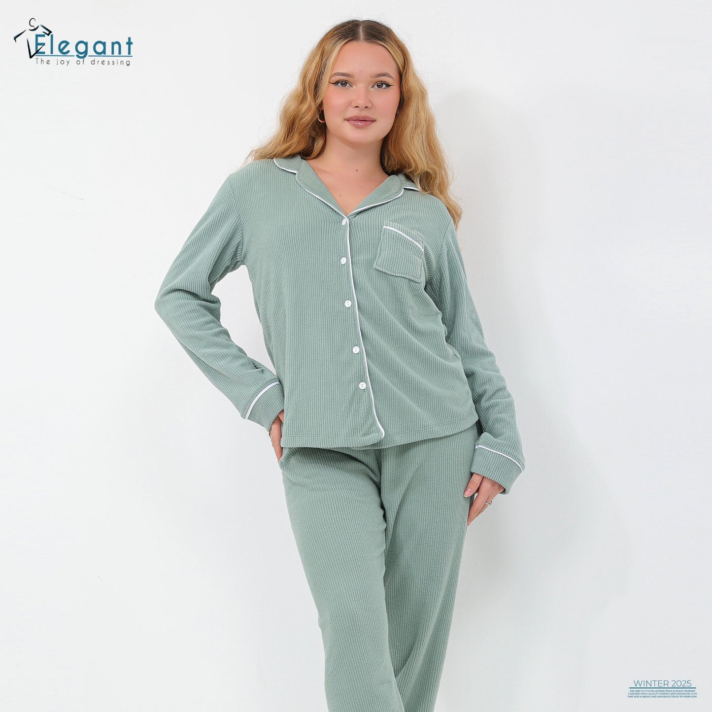 Ribbed Velvet Classic PJ - Mint 2