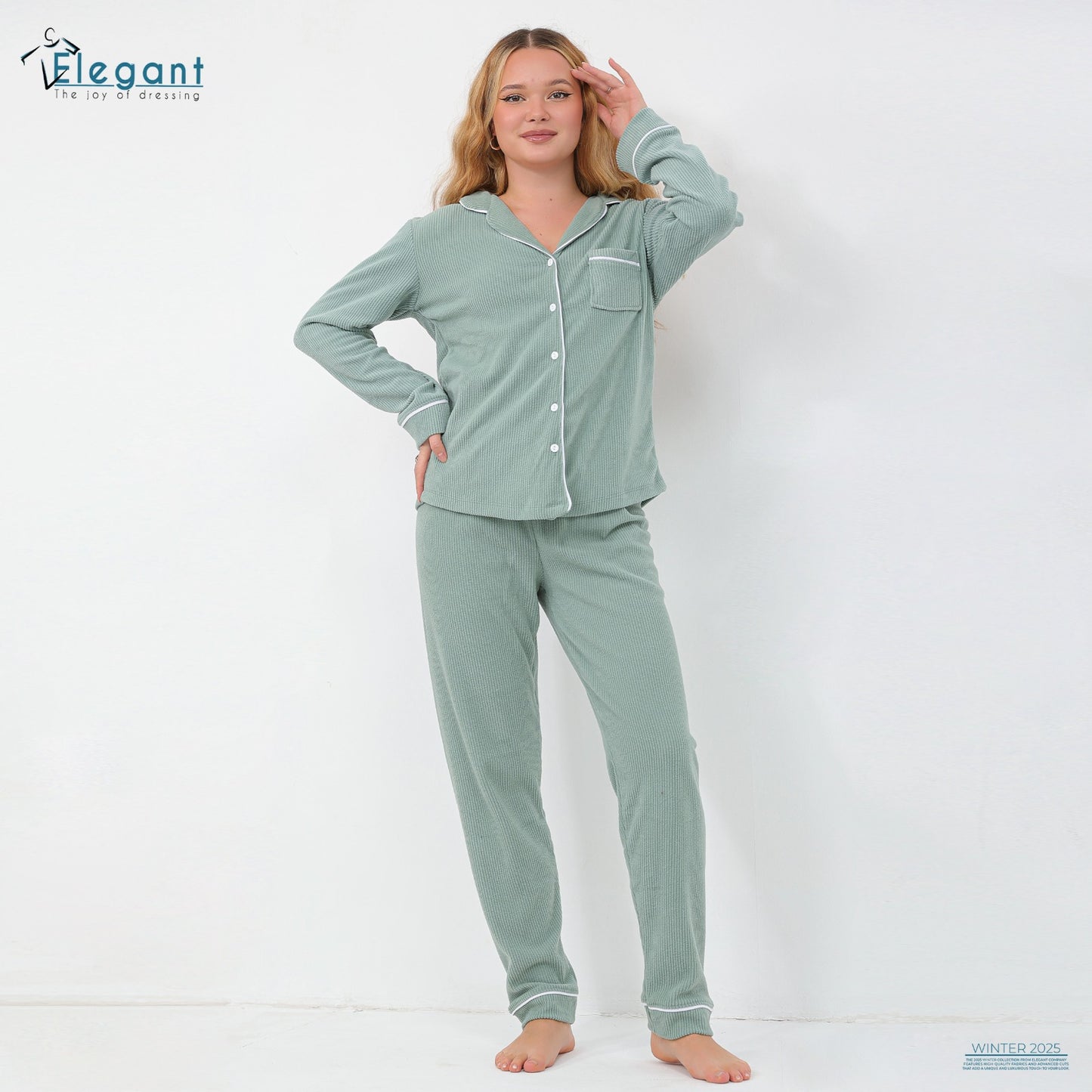 Ribbed Velvet Classic PJ - Mint 2