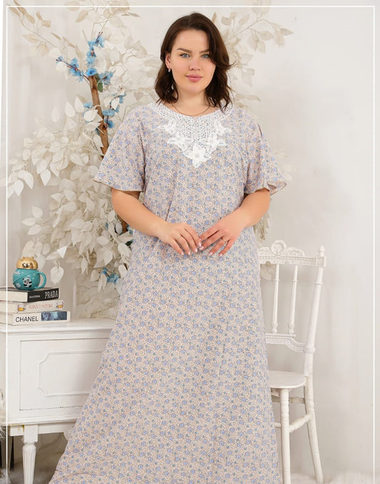 BIG SIZE - Maxi Galabeya multicolor Pink with Macrame