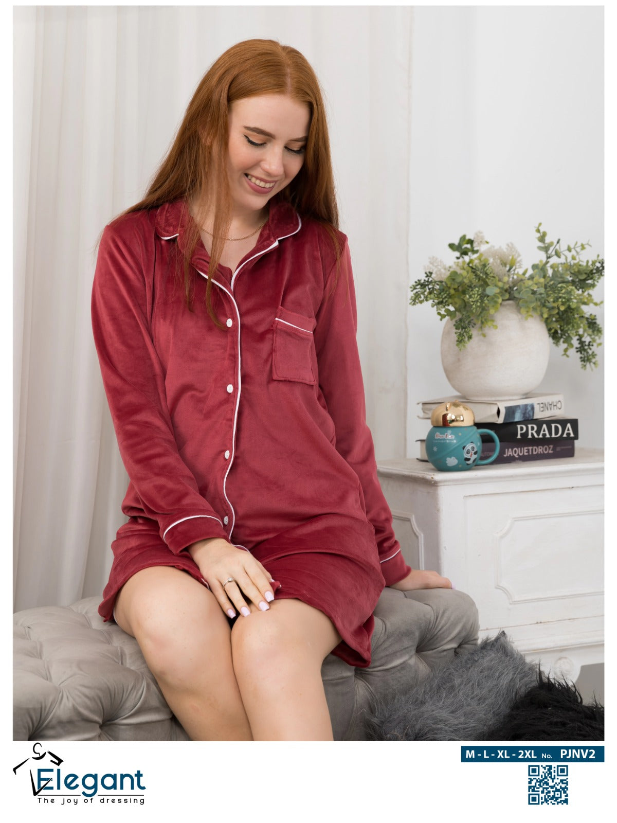 Velvet Classic Nightshirt - Maroon