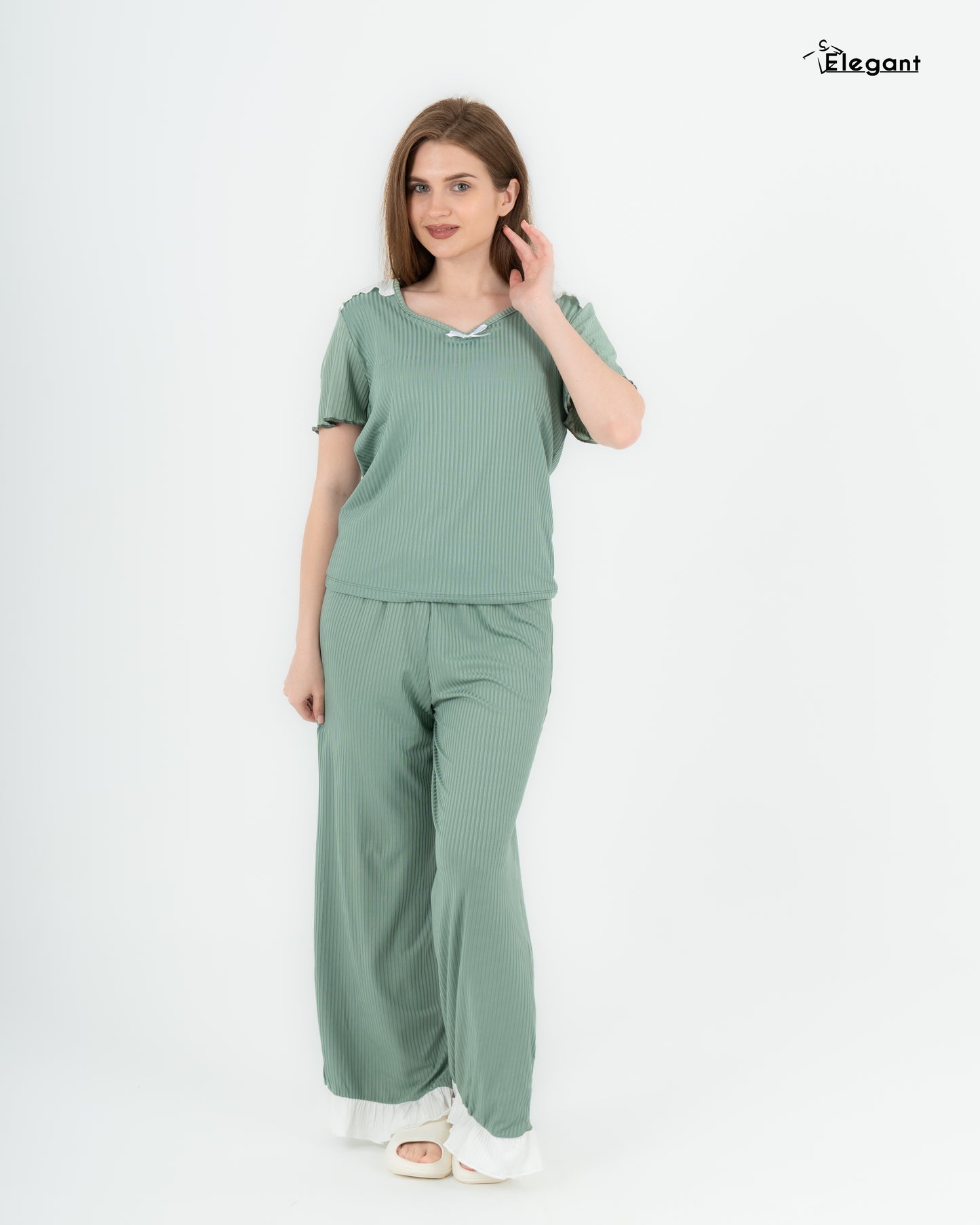 Ribbed PJ Pants - Shoulder Patch - Mint