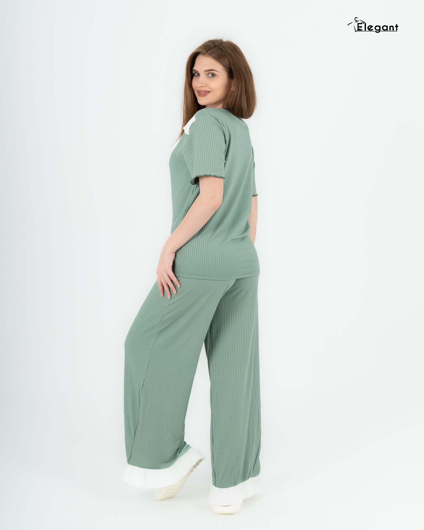 Ribbed PJ Pants - Shoulder Patch - Mint