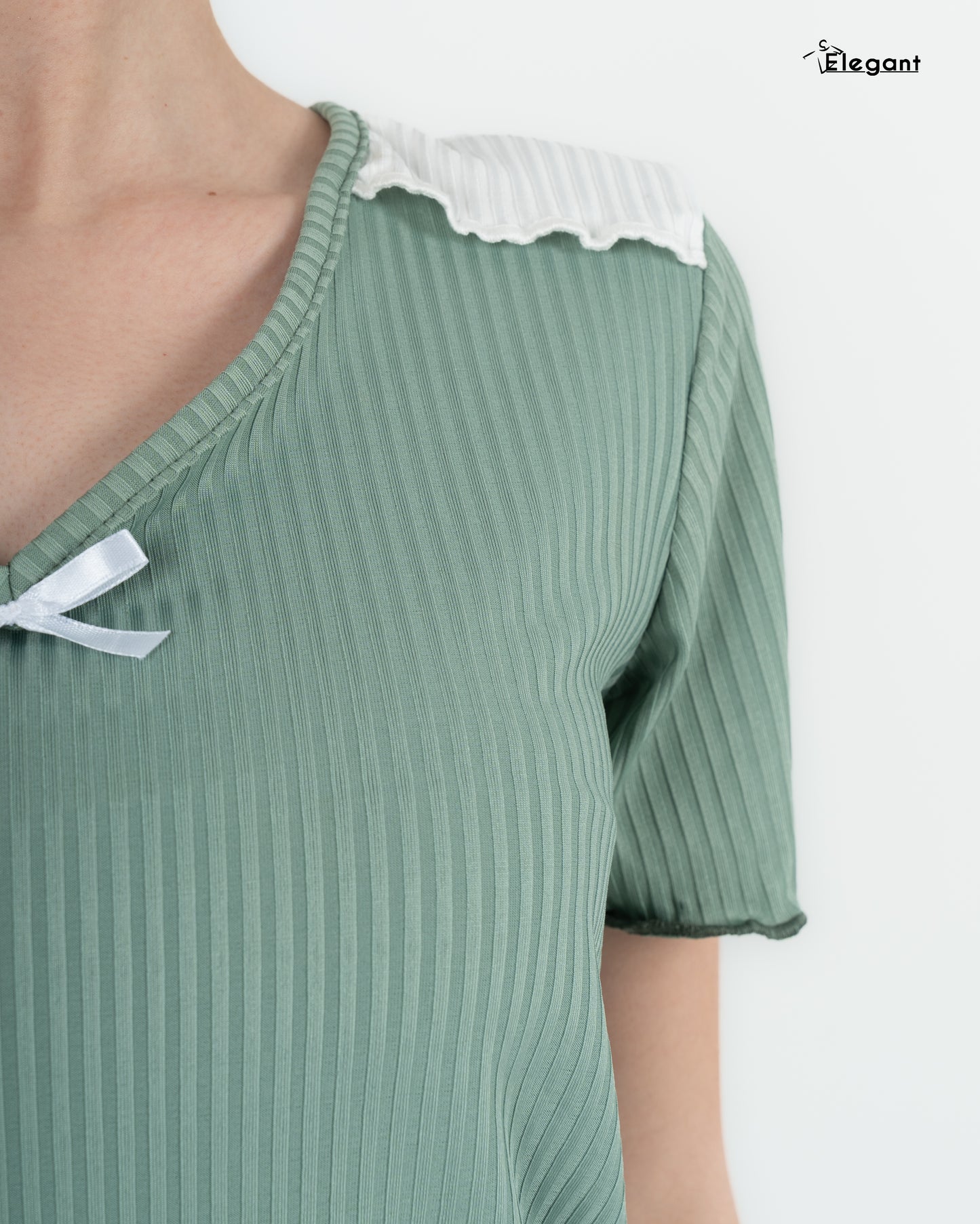 Ribbed PJ Pants - Shoulder Patch - Mint