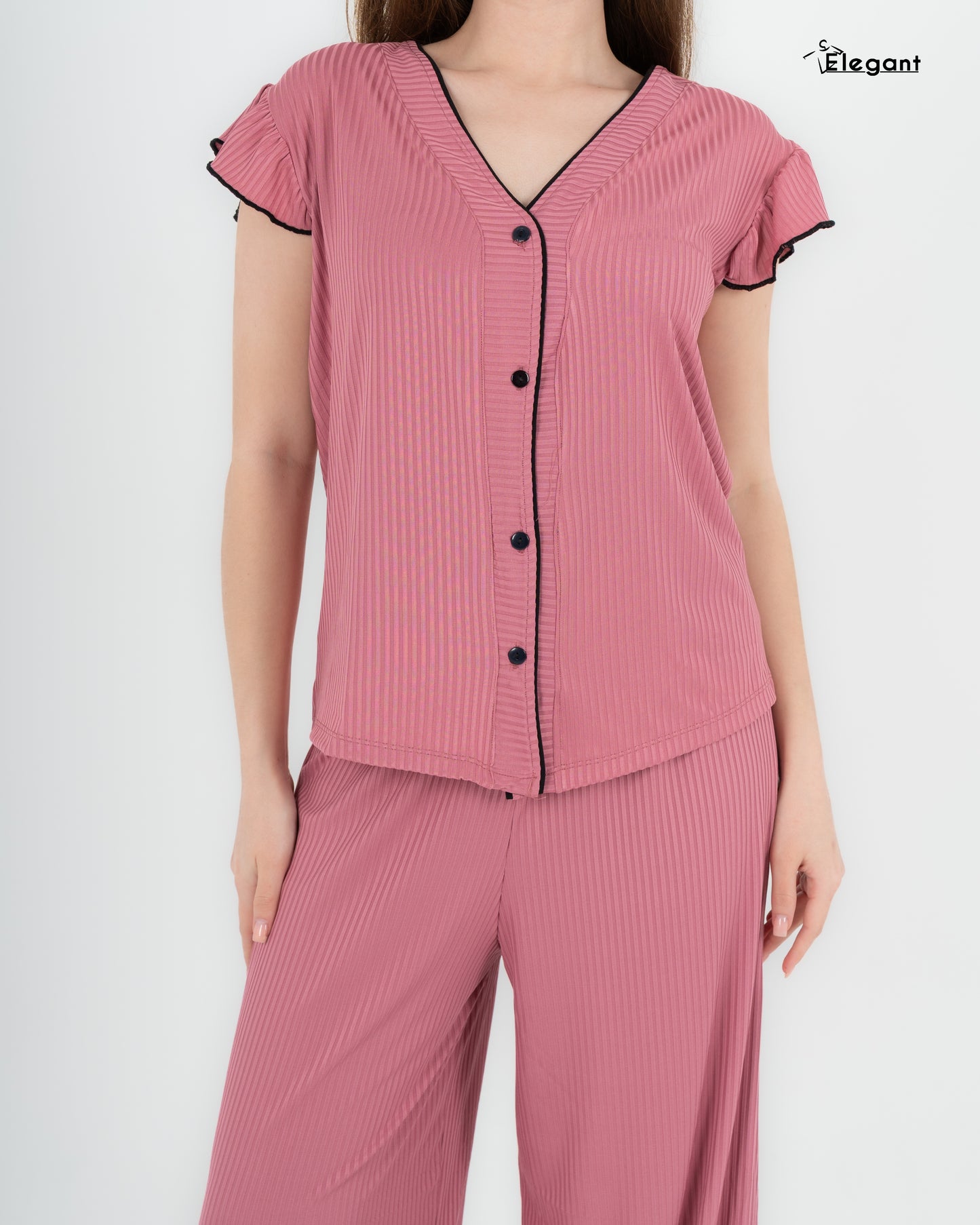 Ribbed PJ Pants - Button up - Cashmere
