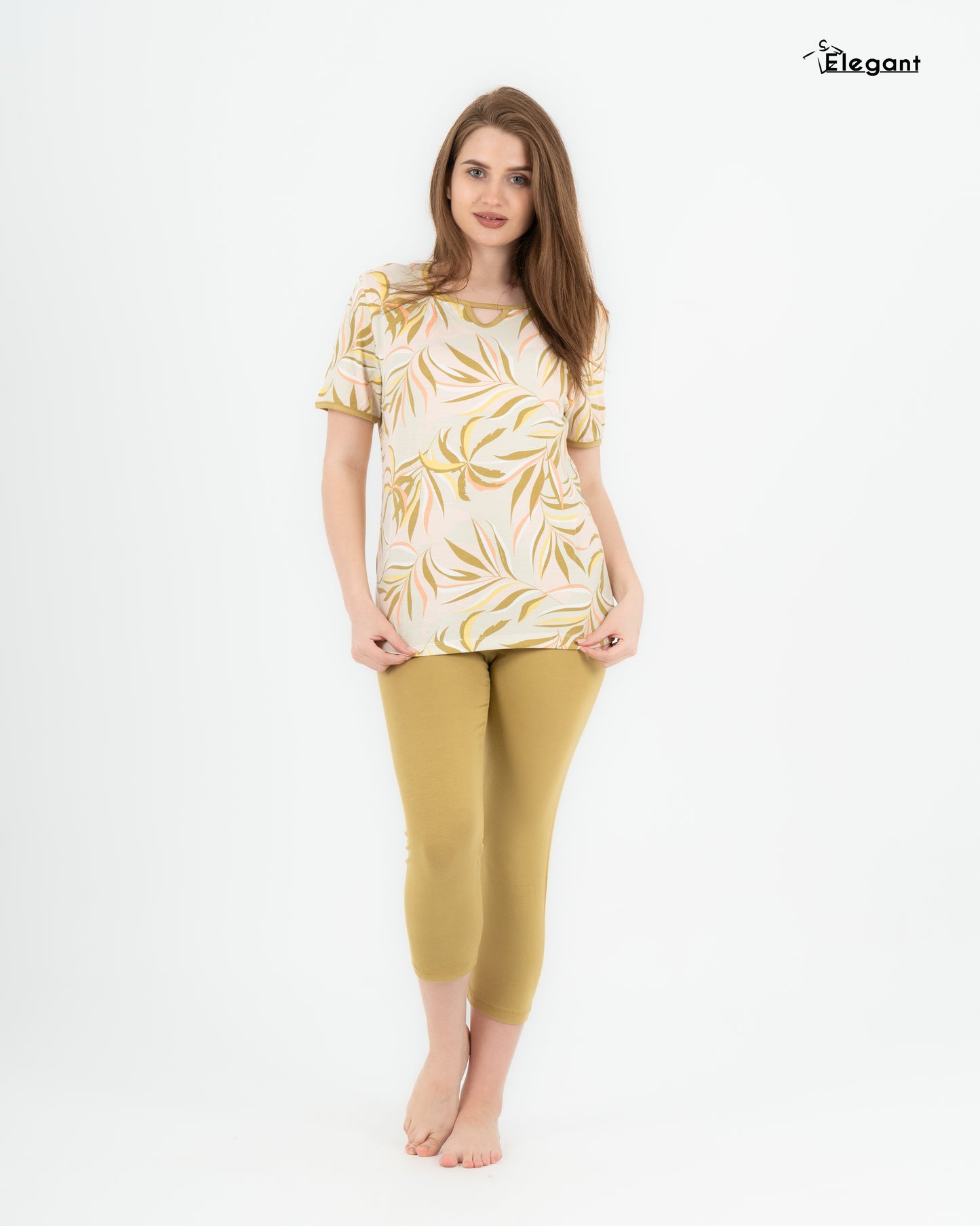 Viscose PJ Pantcourt - Mustard Dancing Palms