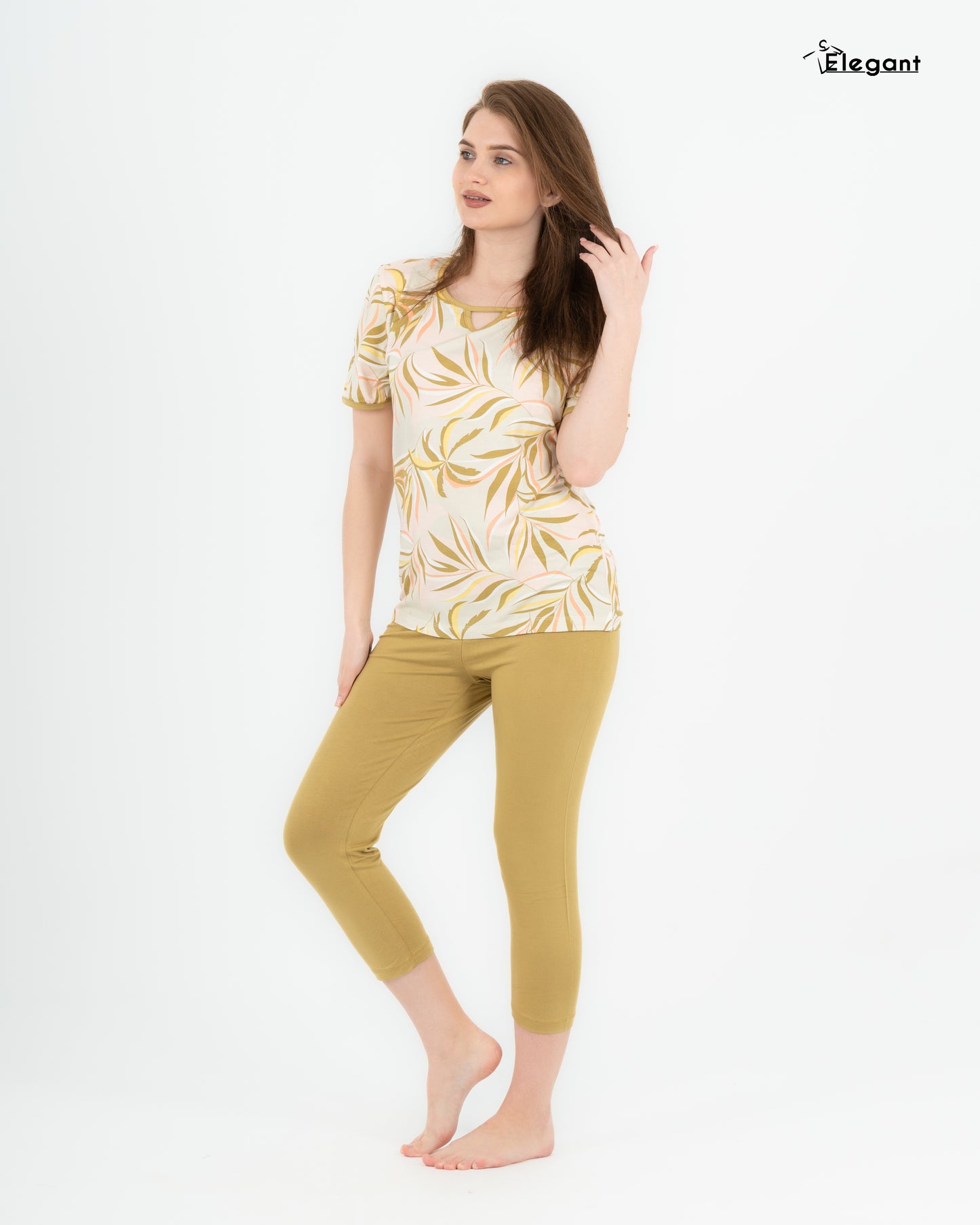Viscose PJ Pantcourt - Mustard Dancing Palms