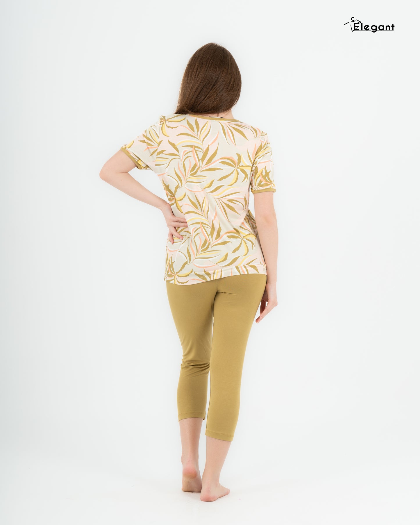 Viscose PJ Pantcourt - Mustard Dancing Palms
