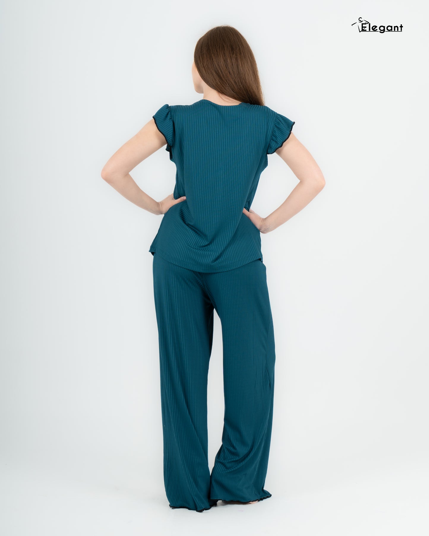 Ribbed PJ Pants - Button up - Deep Teal