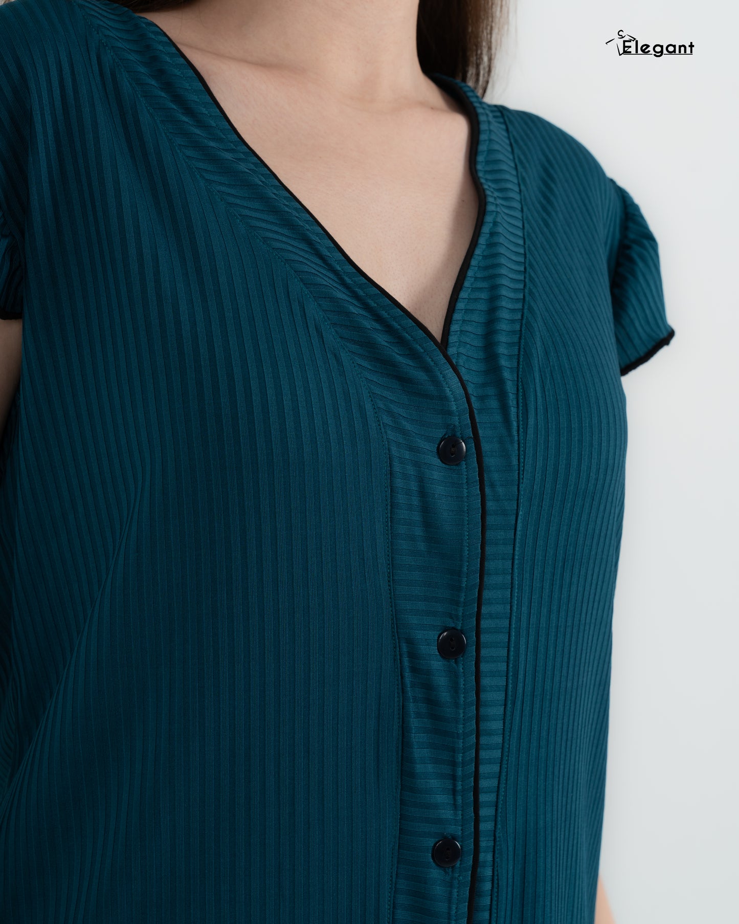 Ribbed PJ Pants - Button up - Deep Teal