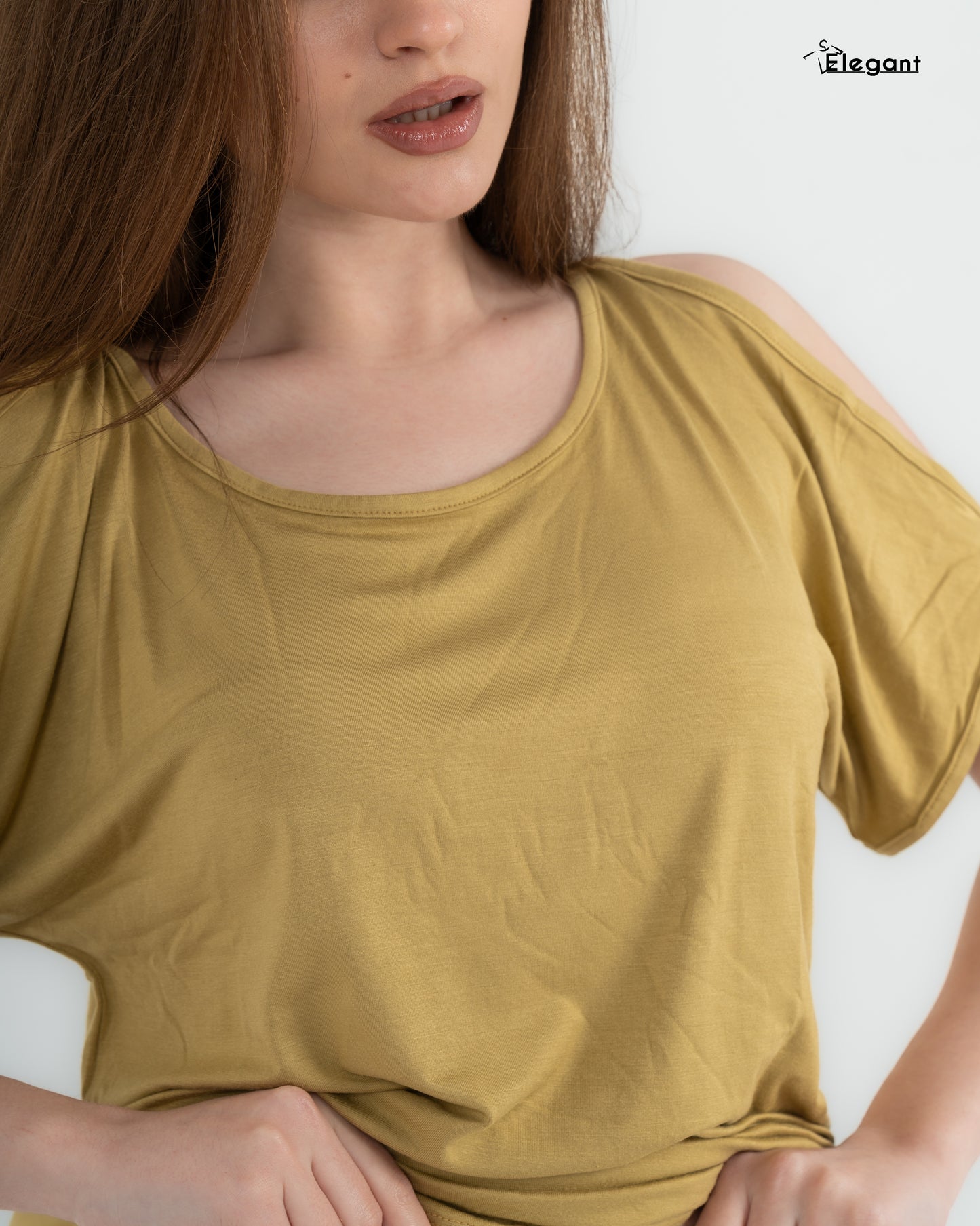Viscose PJ Shorts, Shoulder Slit - Mustard