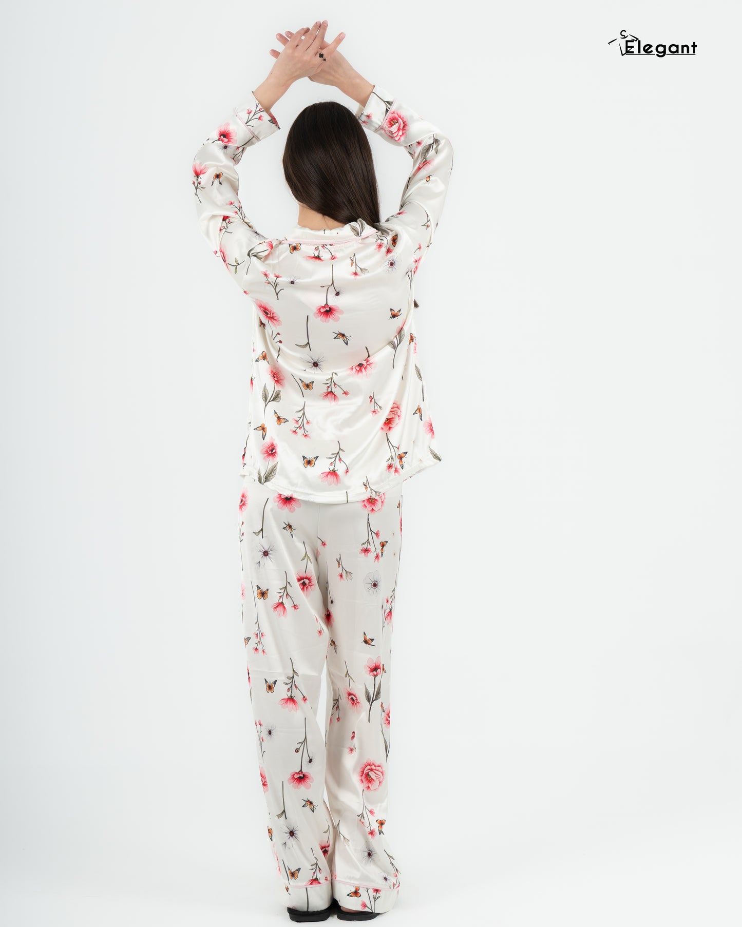 Satin Long sleeves Classic PJ Pants - Offwhite Spring