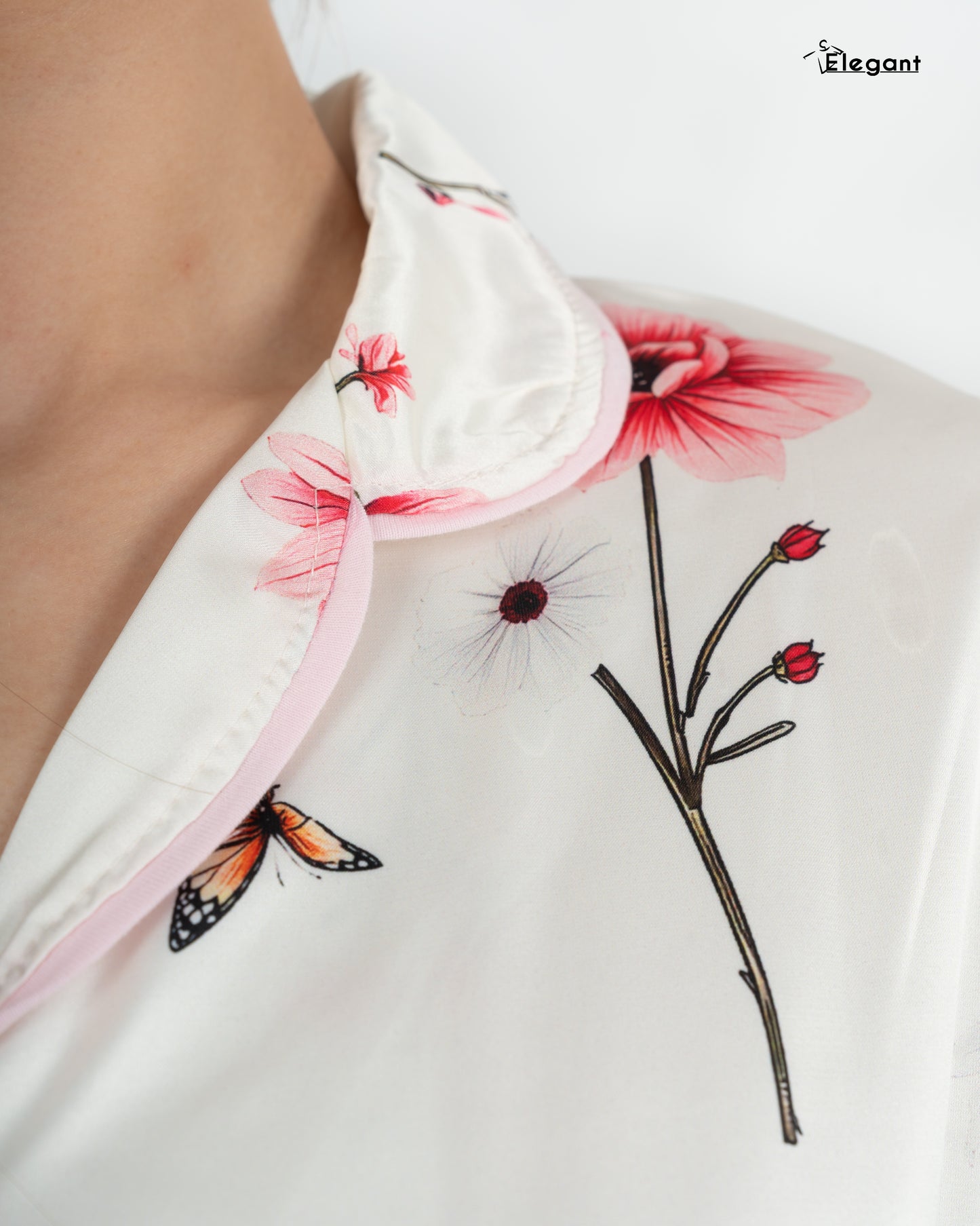 Satin Long sleeves Classic PJ Pants - Offwhite Spring