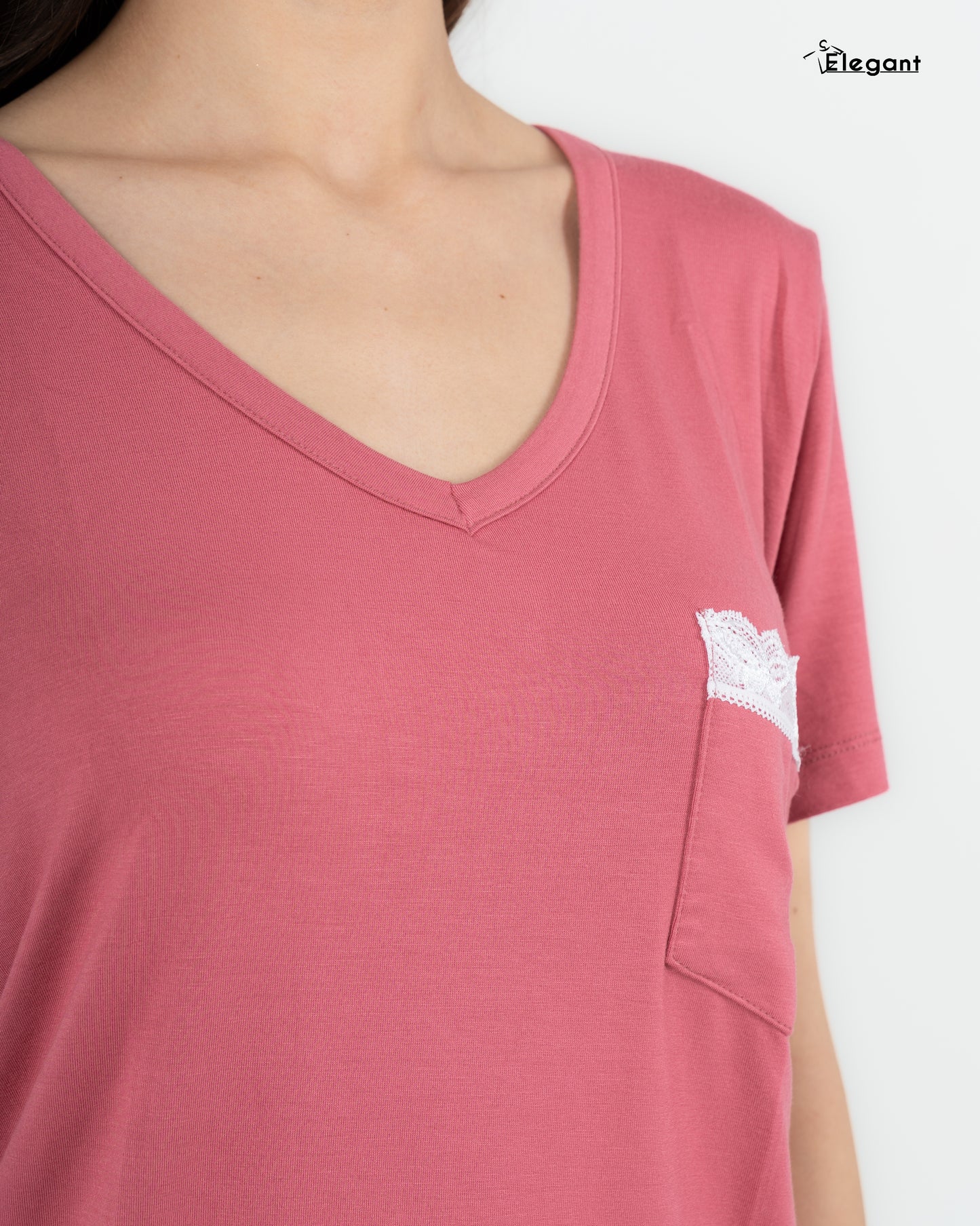 Viscose PJ Shorts, Pocket - Pink