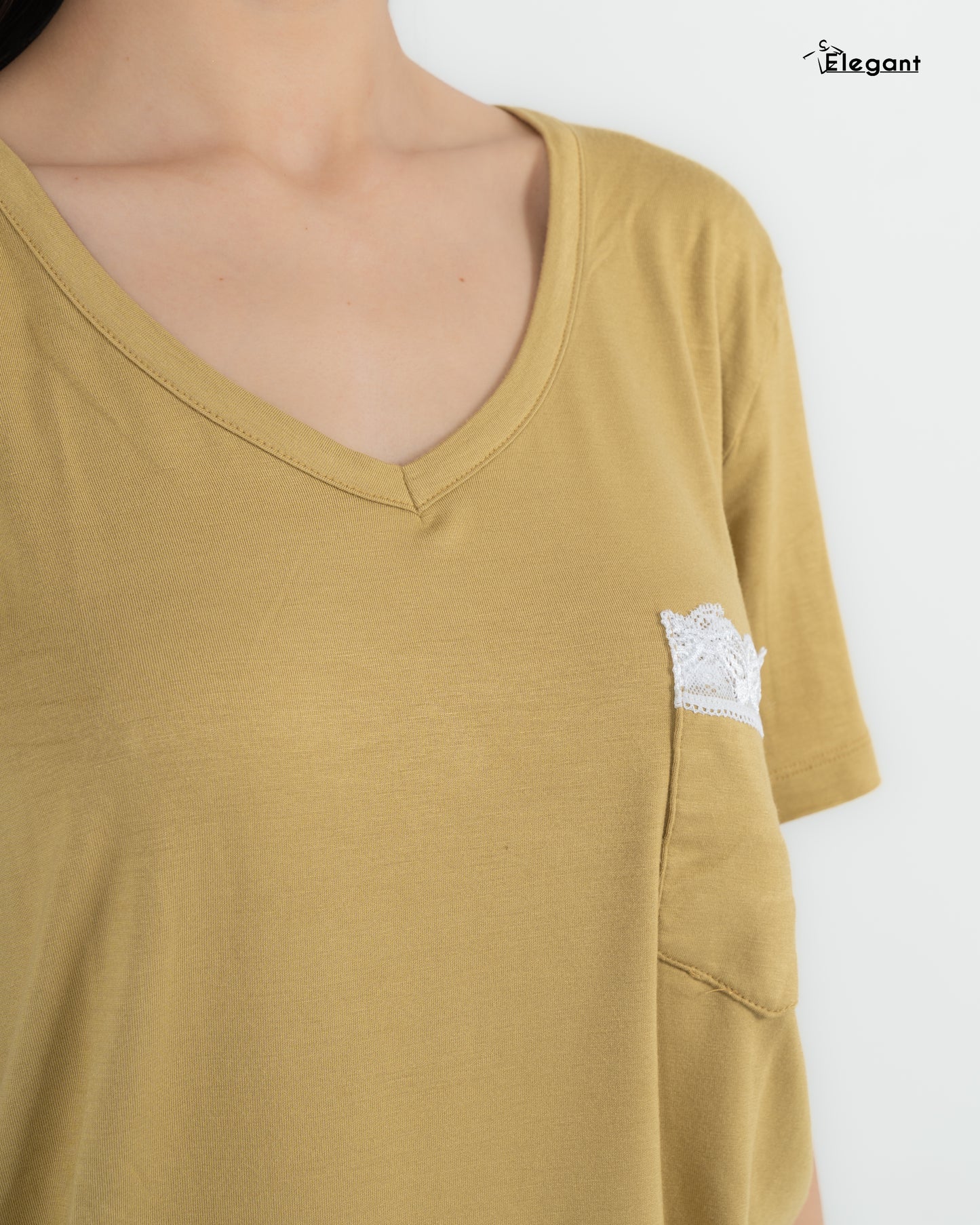 Viscose PJ Shorts, Pocket - Mustard