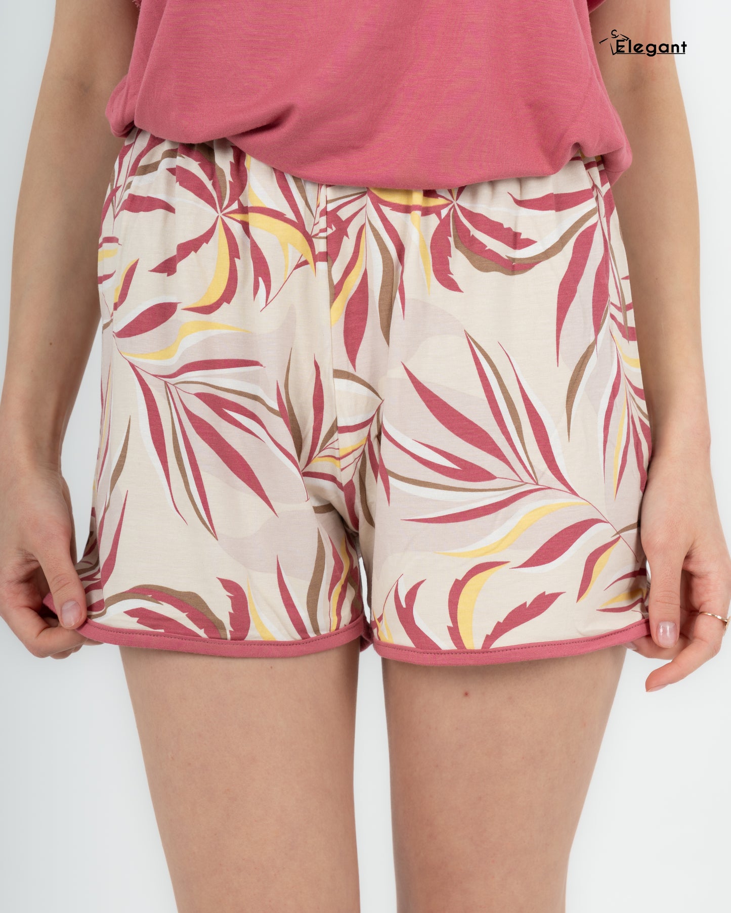 Viscose PJ Shorts, Shoulder Slit - Coral