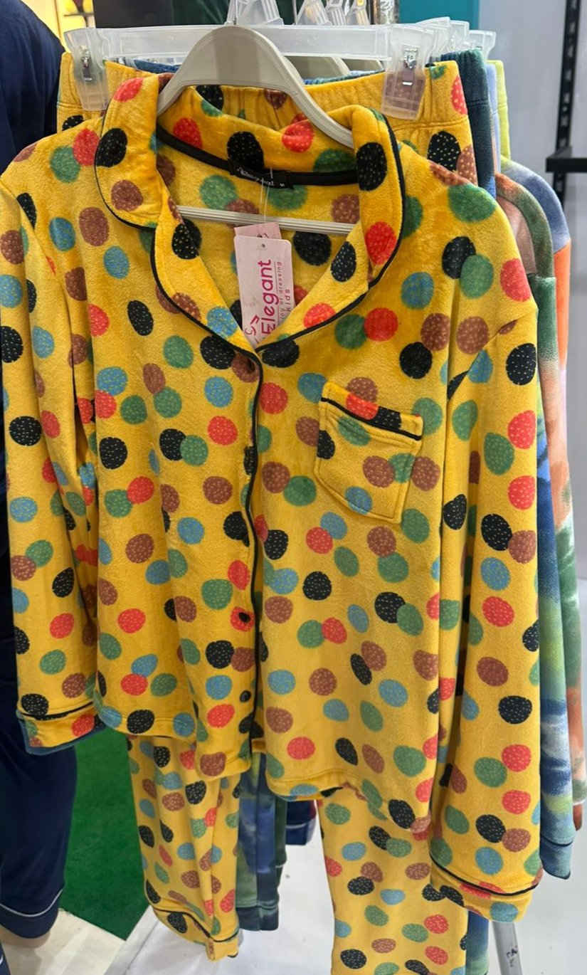 Velvet Pyjama Dots Yellow