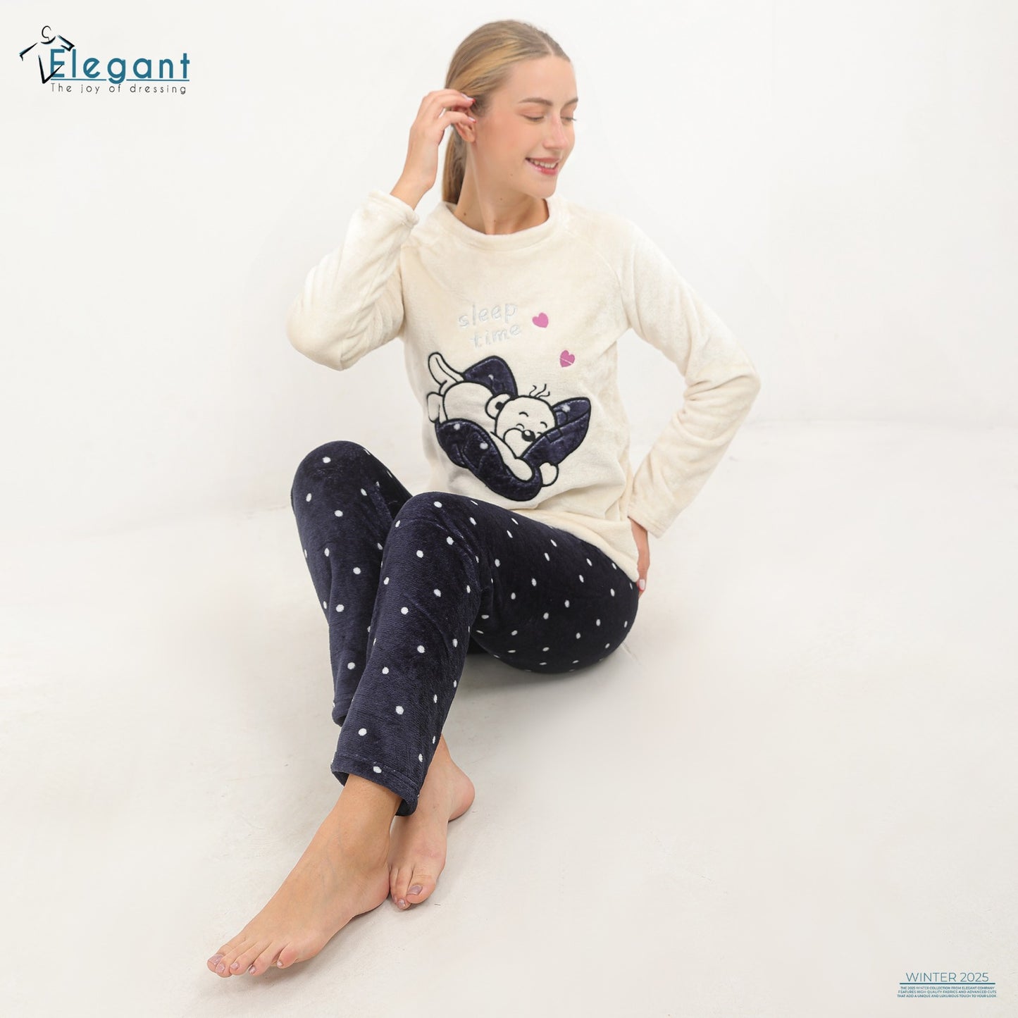 Polar PJ Offwhite/Navy dots Pant - Sleeping Puppy