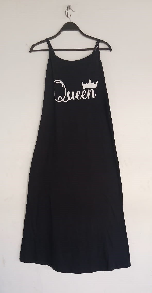 Straps Maxi Nightshirt cotton Black - Queen