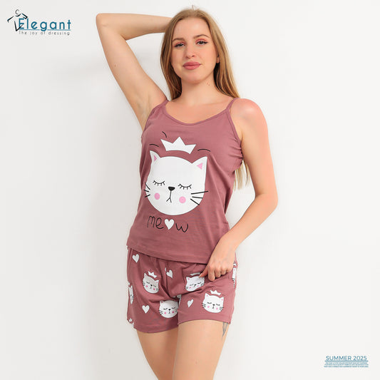 PJ short Cotton Cashmere - Queen Cat