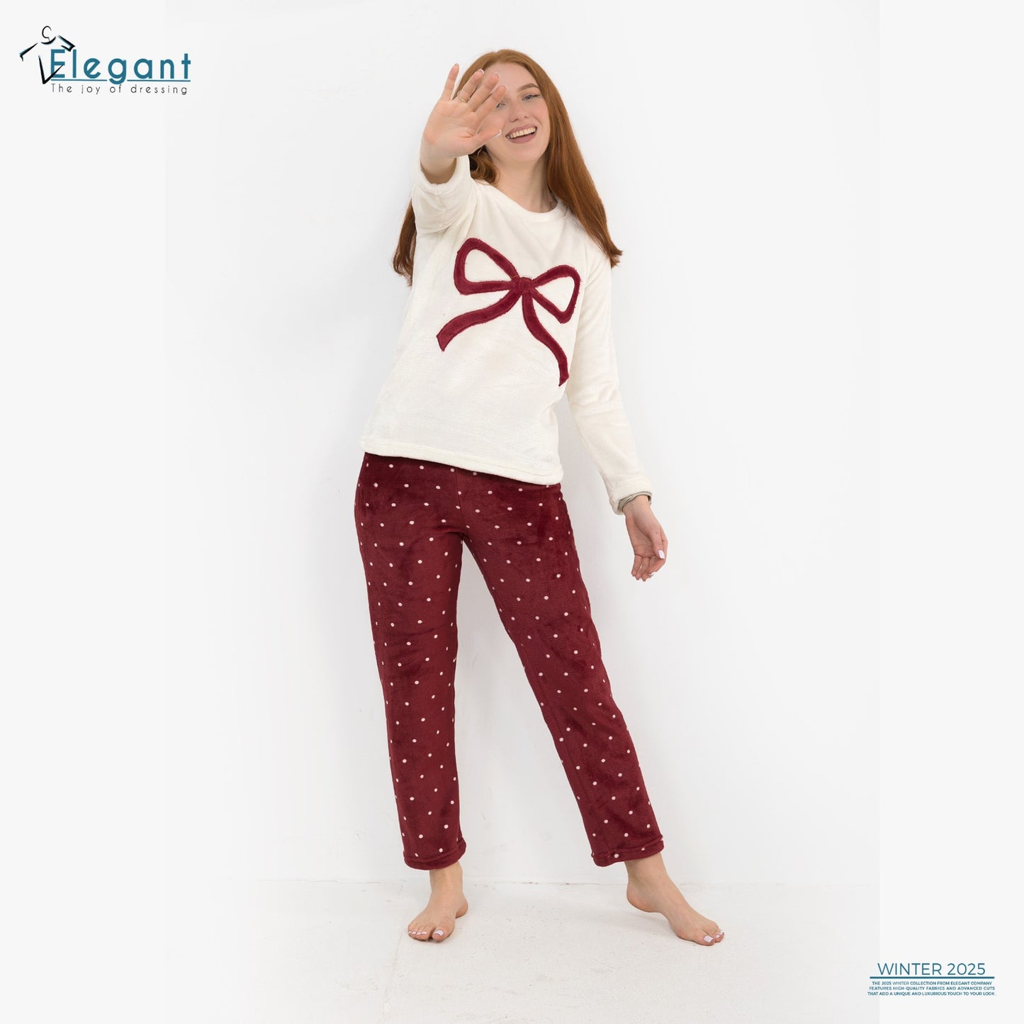 Polar PJ Offwhite Maroon pearl - Cute Ribbon