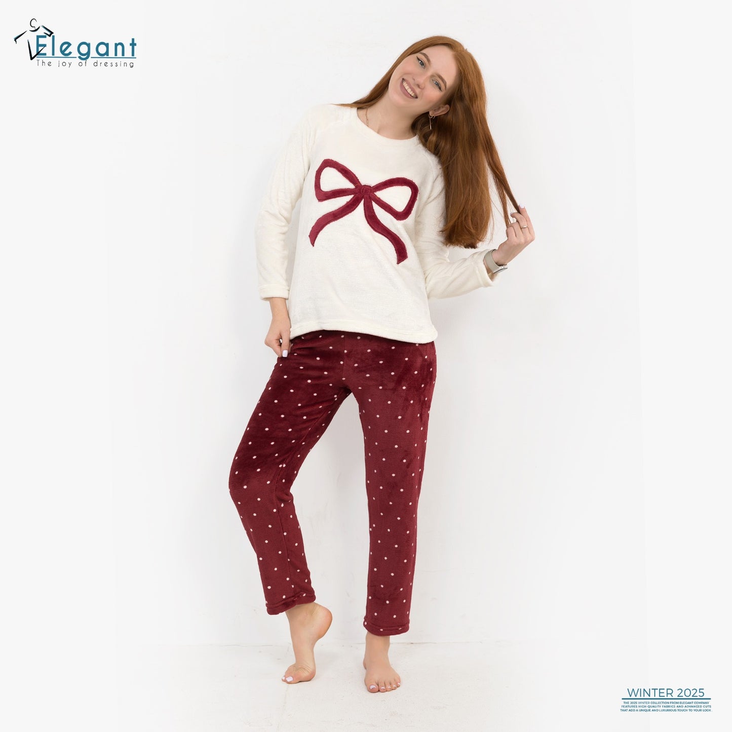 Polar PJ Offwhite Maroon pearl - Cute Ribbon
