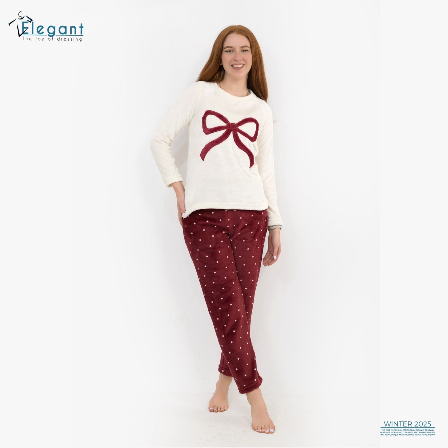 Polar PJ Offwhite Maroon pearl - Cute Ribbon