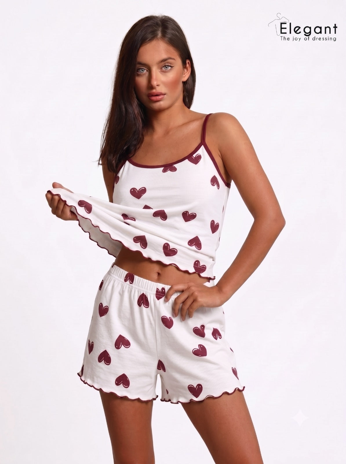 PJ Shorts Cotton with Straps - Minimal Hearts