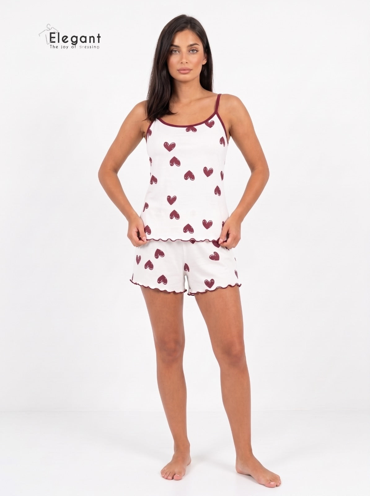 PJ Shorts Cotton with Straps - Minimal Hearts