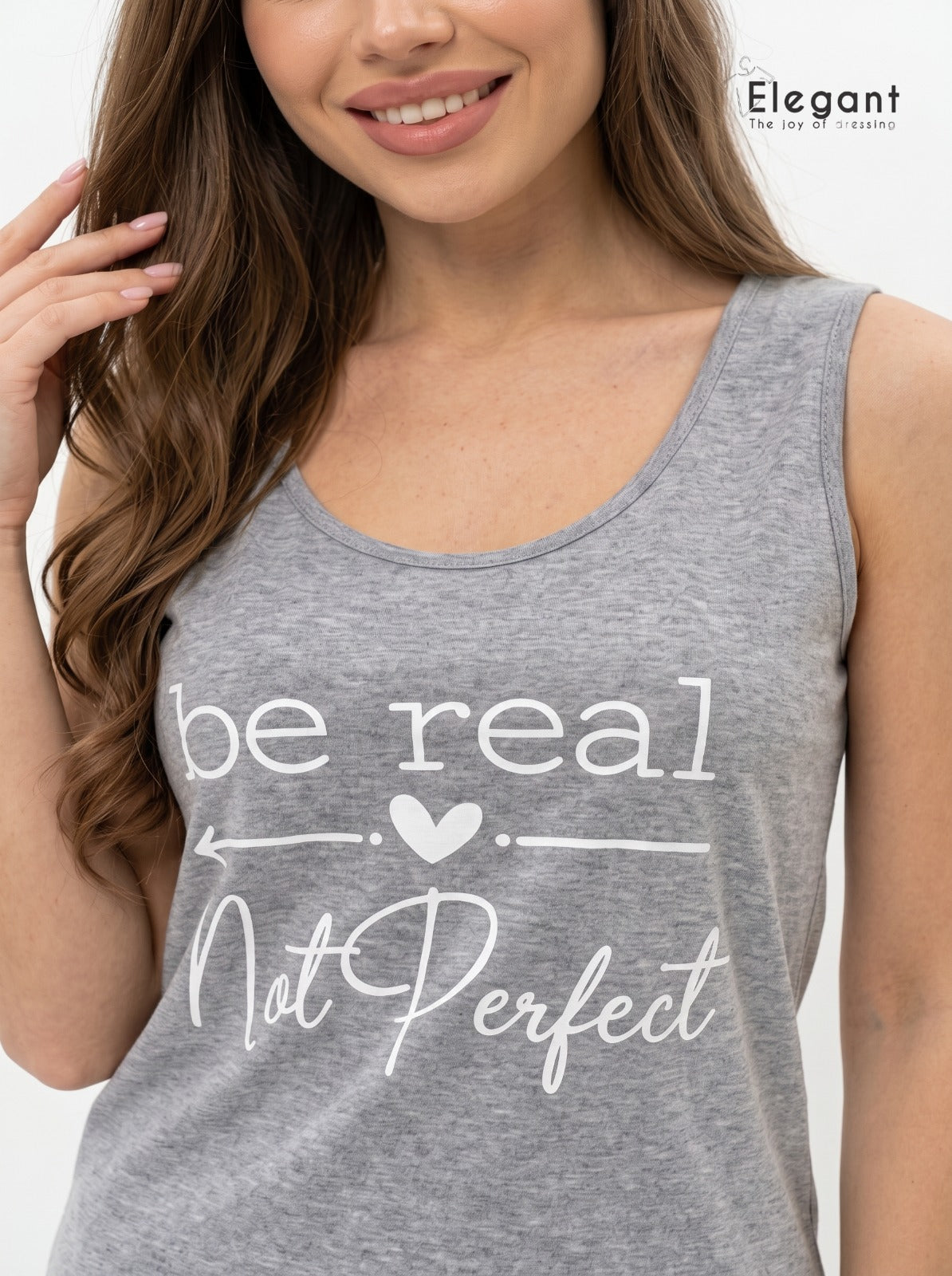 PJ Shorts Cotton Sleeveless Grey, Be Real Not Perfect