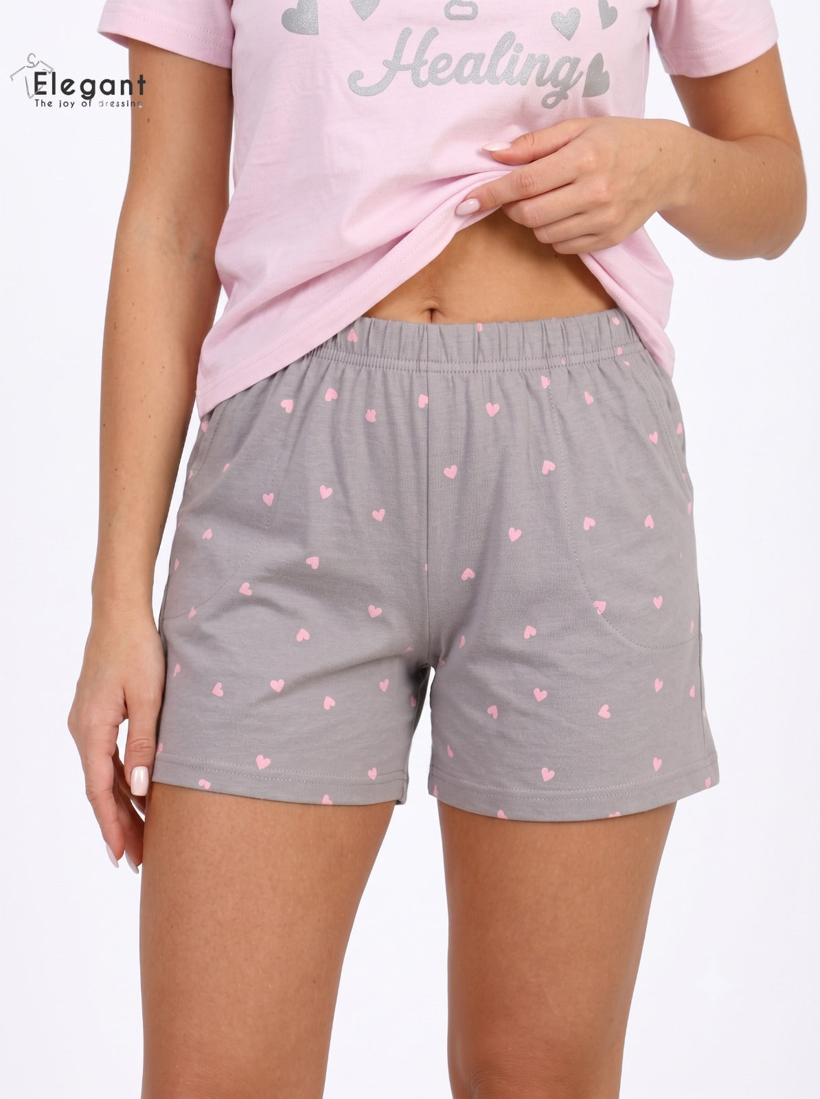 PJ Shorts Cotton Pink Grey - Dreaming is Healing